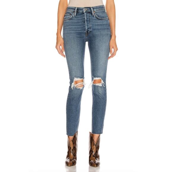 Re/Done Denim - NWT RE/DONE ORIGINALS High Rise Ankle Crop Jean in Dusk Destroy Size 24